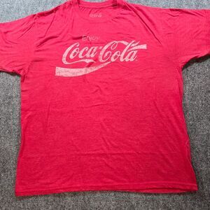 Coca Cola Graphic Tee Mens XL Red Vintage Style Distressed Logo Streetwear